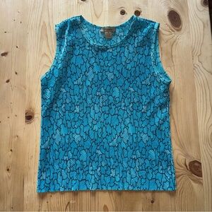 Stylish Blue Patterned Tank‎ Top